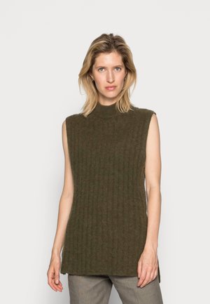 ETAY LONG VEST - Jumper - dark olive