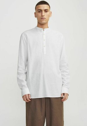 JJESUMMER HALF PLACKET LINEN MIX SHIRT - Hemd - white