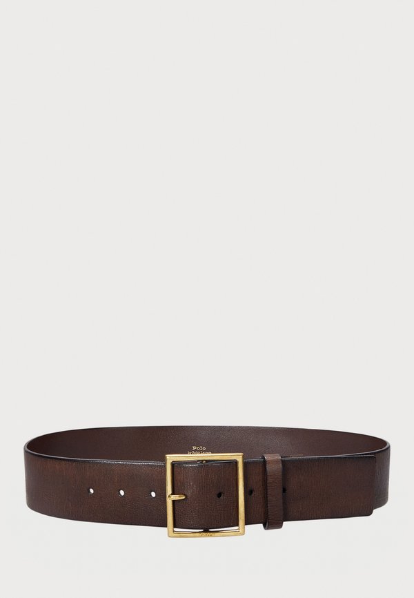 SQUARE BUCKLE LEATHER BELT - Belt - chocolate