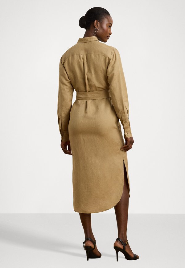 Linen Blend Shirtdress - Shirt dress - camel3