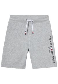 Šedé bavlněné kraťasy na cvičení s elastickým pasem, nastavovací šňůrkou a bočním logem s textem "TOMMY HILFIGER EST. 1985."