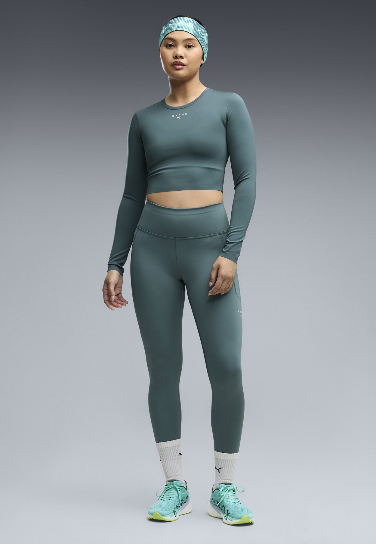 PUMA W X HYROX PWRMODE CROPPED LS - Long-sleeved top - herb garden