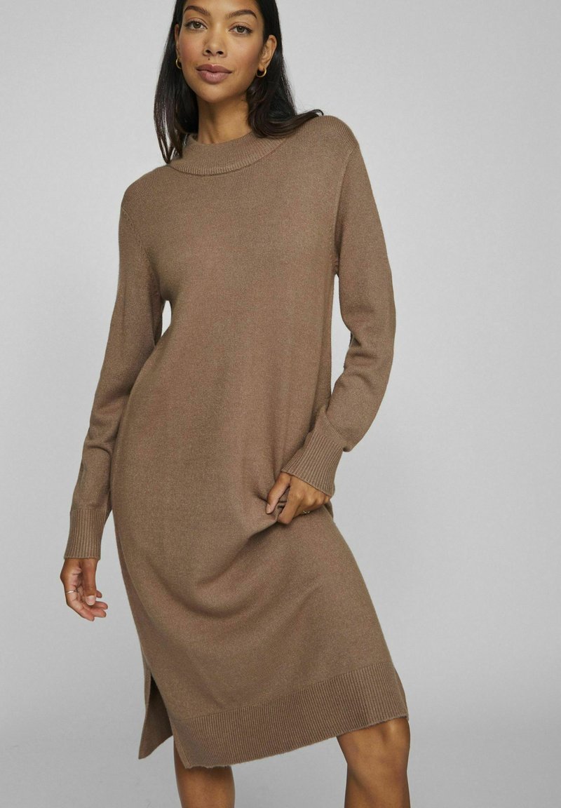 VILA VIRIL CREW NECK MIDI - Abito in maglia - fossil