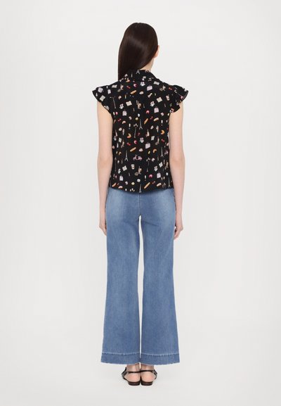 Alice + Olivia MARTEL FLUTTER BLOUSE - Skjortebluser - black