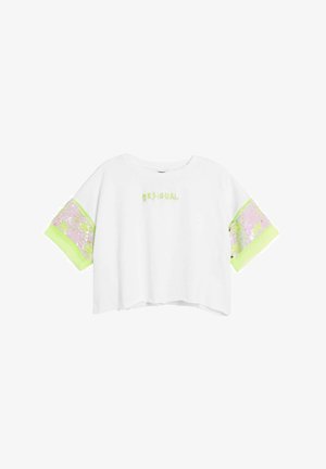 SEQUIN SLEEVE - Majica kratkih rukava s printom - white