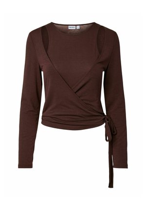 Pieces, LONG SLEEVED TOP PCJULIANE ROYA 2 IN 1 - Chaqueta de punto - hot fudge