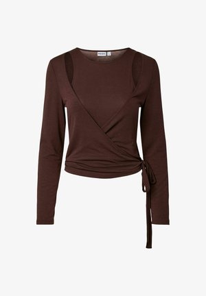 Pieces, LONG SLEEVED TOP PCJULIANE ROYA 2 IN 1 - Chaqueta de punto - hot fudge