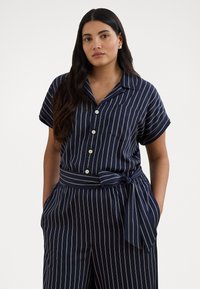Lauren Ralph Lauren Woman - STRIPED BELTED TWILL WIDE-LEG JUMPSUIT - Combinaison - shadow navy/white Image miniature 1