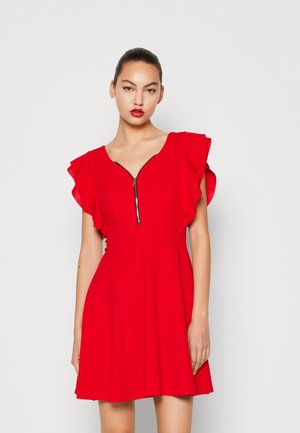 WAL G. DANYA RUFFLE SLEEVE ZIP SKATER DRESS - Sukienka z dżerseju