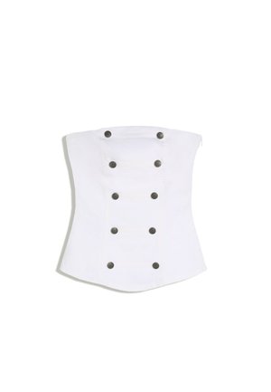 Bershka, TOP BANDEAU WITH METALLIC BUTTONS - Débardeur - white