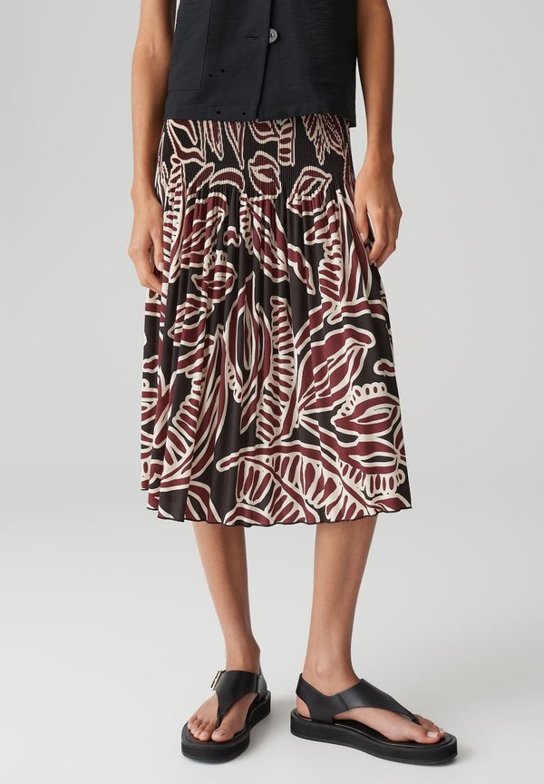 RELAXED MIDI FIT A-LINIE PLISSEE - Faltenrock - cassis