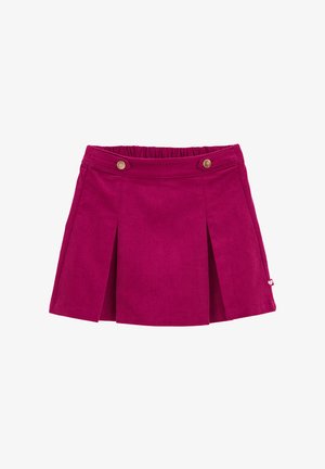 Gonna a coste fucsia con vita elasticizzata, due bottoni frontali, design plissettato e un piccolo logo a forma di cuore sull'orlo.