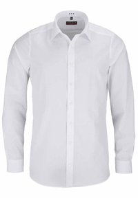 Witte langslijf dress shirt van gladde stof, met een klassieke kraag, knoopsluiting aan de voorkant en manchetten met één knoop.