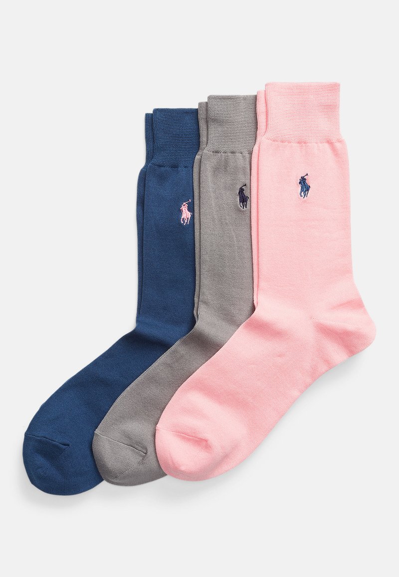 Polo Ralph Lauren COTTON BLEND TROUSER SOCK 3 PACK - Nogavice - pink/grey/navy