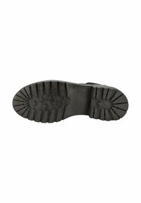 Semelle de botte en caoutchouc noir avec un motif de semelle prononcé, dotée de rainures profondes pour une traction optimale et un design robuste, idéale pour une utilisation en extérieur.