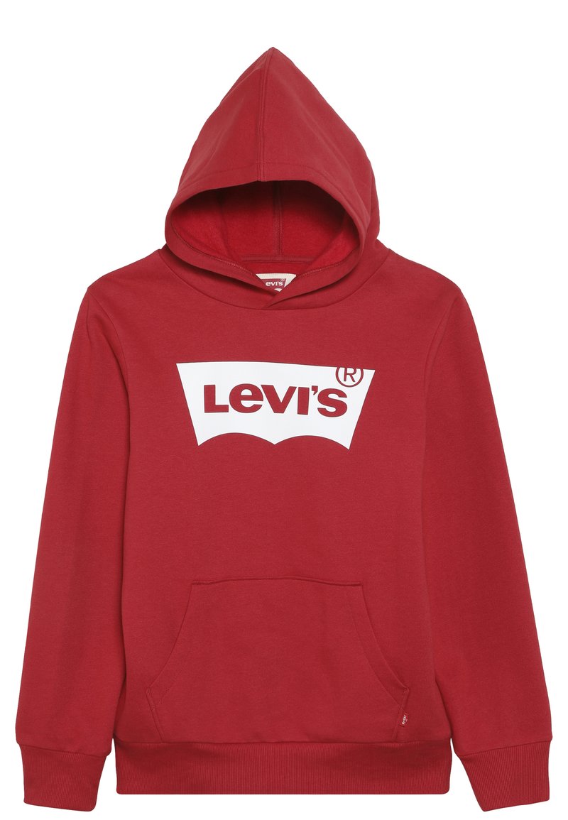 Czerwona bluza z kapturem wykonana z bawełny z przednią kieszenią. Posiada białe logo "Levi's" w klasycznym wzorze batwing. Zawiera sznurek do regulacji kaptura.