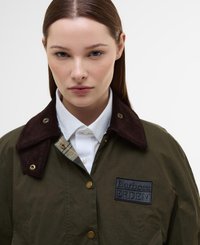 Barbour BARBOUR X ERDEM REVERSIBLE CLOVER SHOWERPROOF CAPE - Keep - khaki brown/ancient tartan green rose