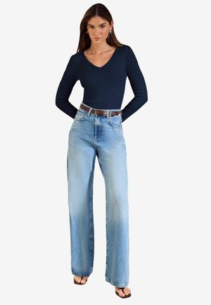 Friends Like These, V-NECK LONG SLEEVE RIBBED TOP - Top s dlhým rukávom - navy