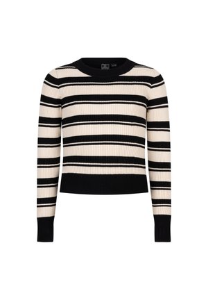 STRIPED  CROPPED - Strickpullover - black