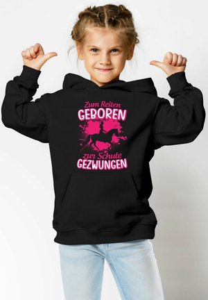 MoonWorks PFERDE AUFDRUCLK SPRUCH LUSTIG ZUM REITEN GEBOREN - Hoodie - schwarz