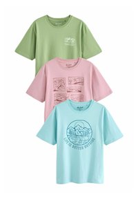 Next HAND DRAWN SIMPLE GRAPHIC 3 PACK - REGULAR FIT - Triko s potiskem - blue pink green