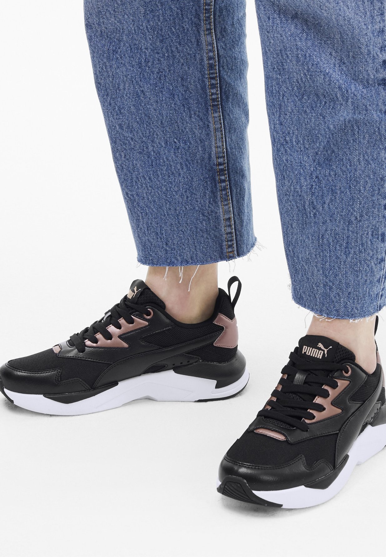 puma black rose gold trainers