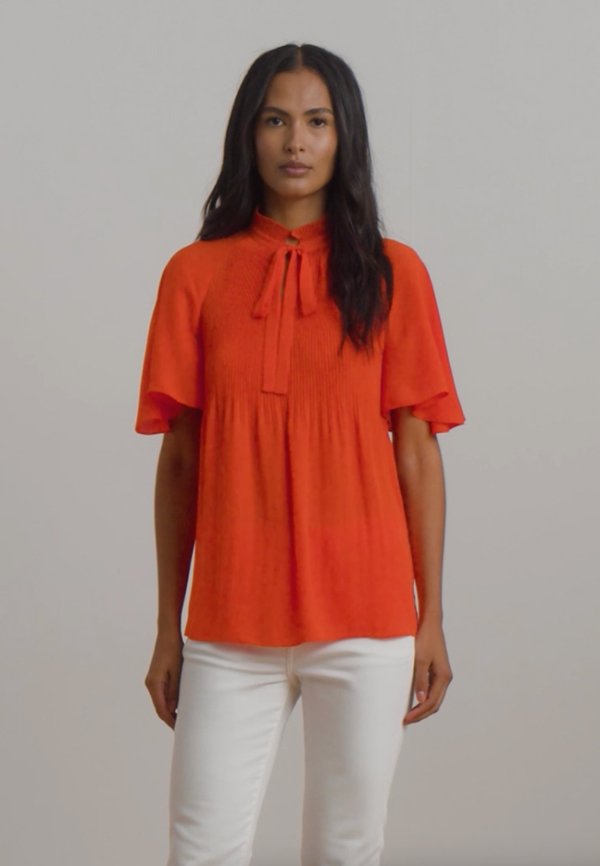 PLEATED GEORGETTE BLOUSE - Blouse - orange3