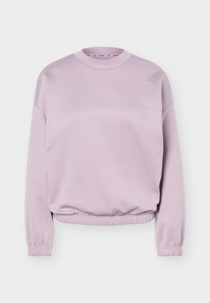 Ανοιχτό μωβ φούτερ με μακριά μανίκια, με ελαστικές μανσέτες και τελείωμα, στρογγυλή λαιμόκοψη και διακριτικό ανάγλυφο λογότυπο στο στήθος.