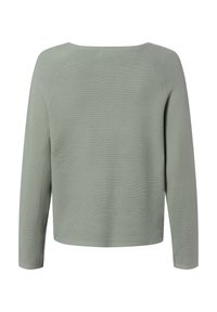 Top met lange mouwen in lichtgroen geribd breisel. Ronde halslijn, losse pasvorm en gestikte details op de mouwen. Soepele textuur.