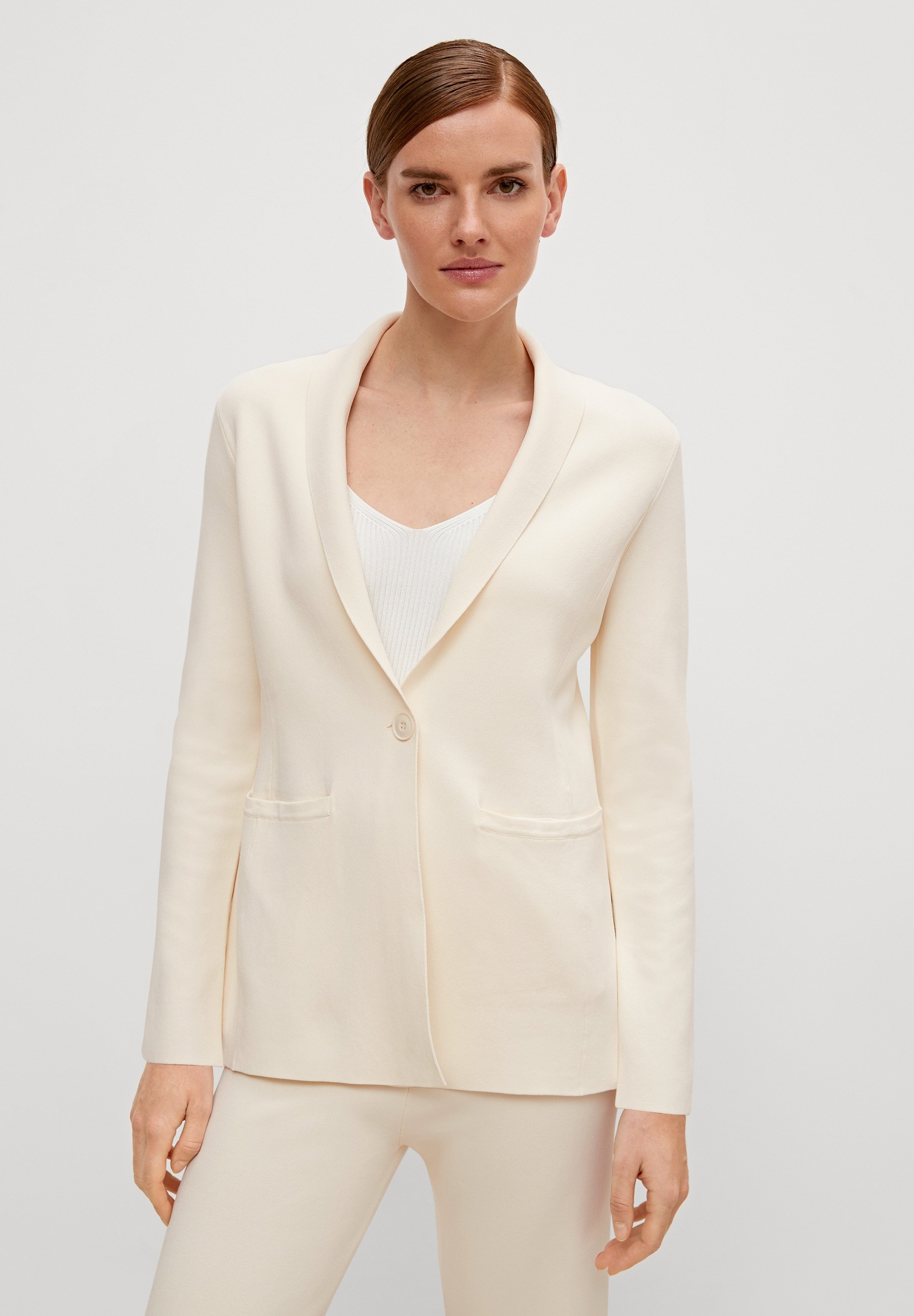 Blazer Femme Courte Cintrée - Tissu Doux élastique, Col à Revers, Longueur Dos 61cm (taille 36), Style Décontracté - 9