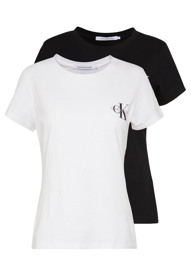 SLIM 2 PACK - T-shirt imprimé - black/bright white