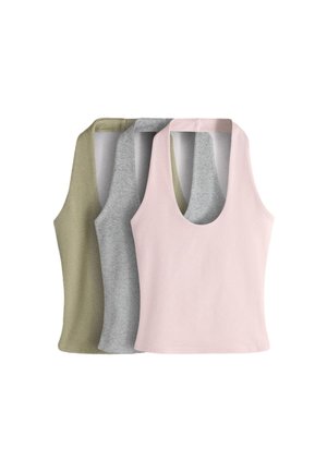 THE SET, REGULAR FIT - 3 PACK HALTER NECK TOPS . - Top - light pink grey marl khaki green