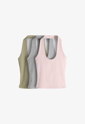 THE SET, REGULAR FIT - 3 PACK HALTER NECK TOPS . - Top - light pink grey marl khaki green
