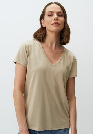 Jimmy Key STRAIGHT FIT V NECK SHORT SLEEVED - T-shirt basic - mink