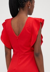 WAL G PETITE LUCIA V NECK FRILL SLEEVE SKATER DRESS - Trikotāžas kleita - red