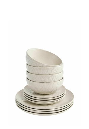 Next, 12 PIECE FREYA BOTANICAL EMBOSSED DINNER SET UNISEX - Crockery set - natural