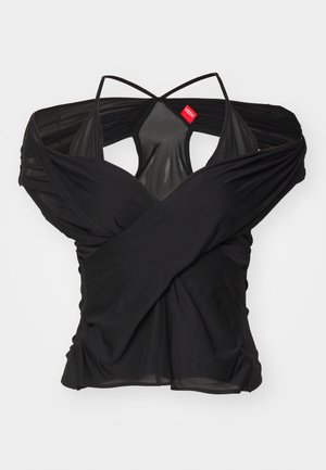 032c DRAPED SWAN EVENING - Print T-shirt - black