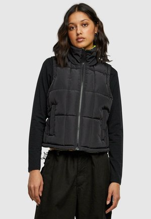 REVERSIBLE CROPPED PUFFER  - Waistcoat - black frozenyellow