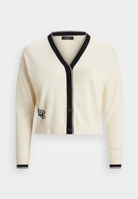 Lauren Ralph Lauren Woman TWO-TONE COTTON-BLEND CARDIGAN - Chaqueta de punto - mascarpone cream/black