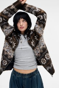 FAIRISLE ZIP - Cardigan - brown