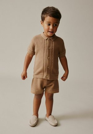 REGULAR FIT - TEXTURED BUTTON THROUGH AND SET - Cardigan - tan brown