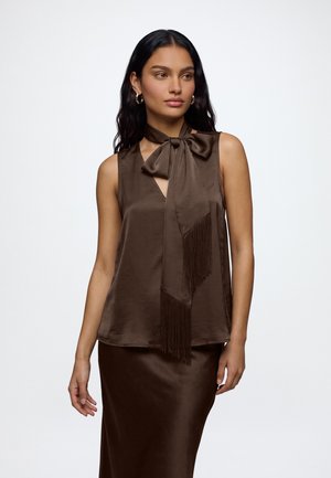 VILA VIRAIMA S/L TOP W/ SCARF - Μπλούζα - coffee bean