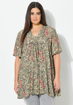 Ulla Popken ANIMAL SHORT SLEEVE - Tunique - olive gray