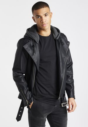 BIKER - Faux leather jacket - black