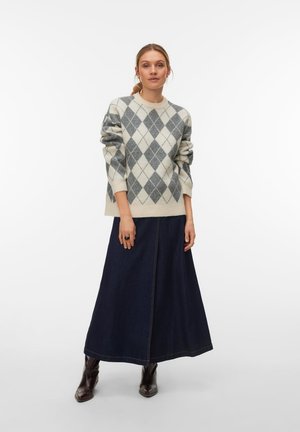 Vero Moda, VMHALO LS O-NECK PULLOVER BOO - Пуловер - birch/medium grey melange