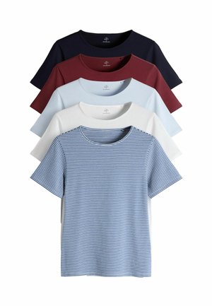 5 PACK SHORT SLEEVE FITTED CREW NECK  - T-Shirt basic - red navy stripe light blue white
