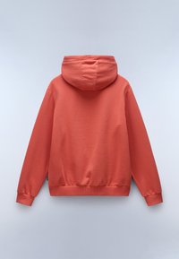 Felpa con cappuccio in corallo, realizzata in morbido misto cotone. Presenta maniche lunghe, polsini a costine e una vestibilità comoda con un design semplice.