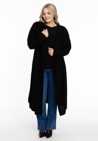 YOEK WITH A DRAPED FRONT - Gilet - black