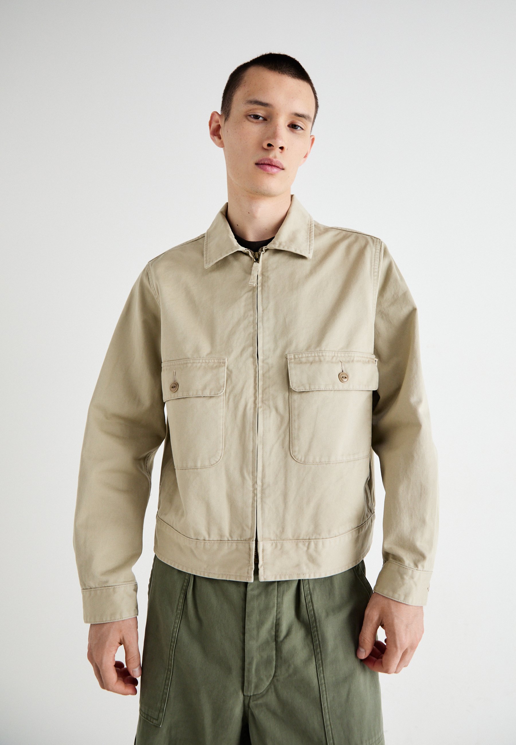 Veste saharienne homme beige slim fit avec ceinture