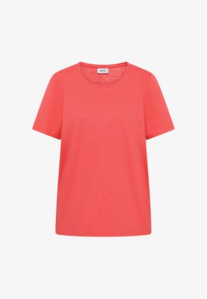Cecil, BASIC T-SHIRT WITH ROUND NECK IN A SOLID COLOR - T-shirt basic - shiny coral